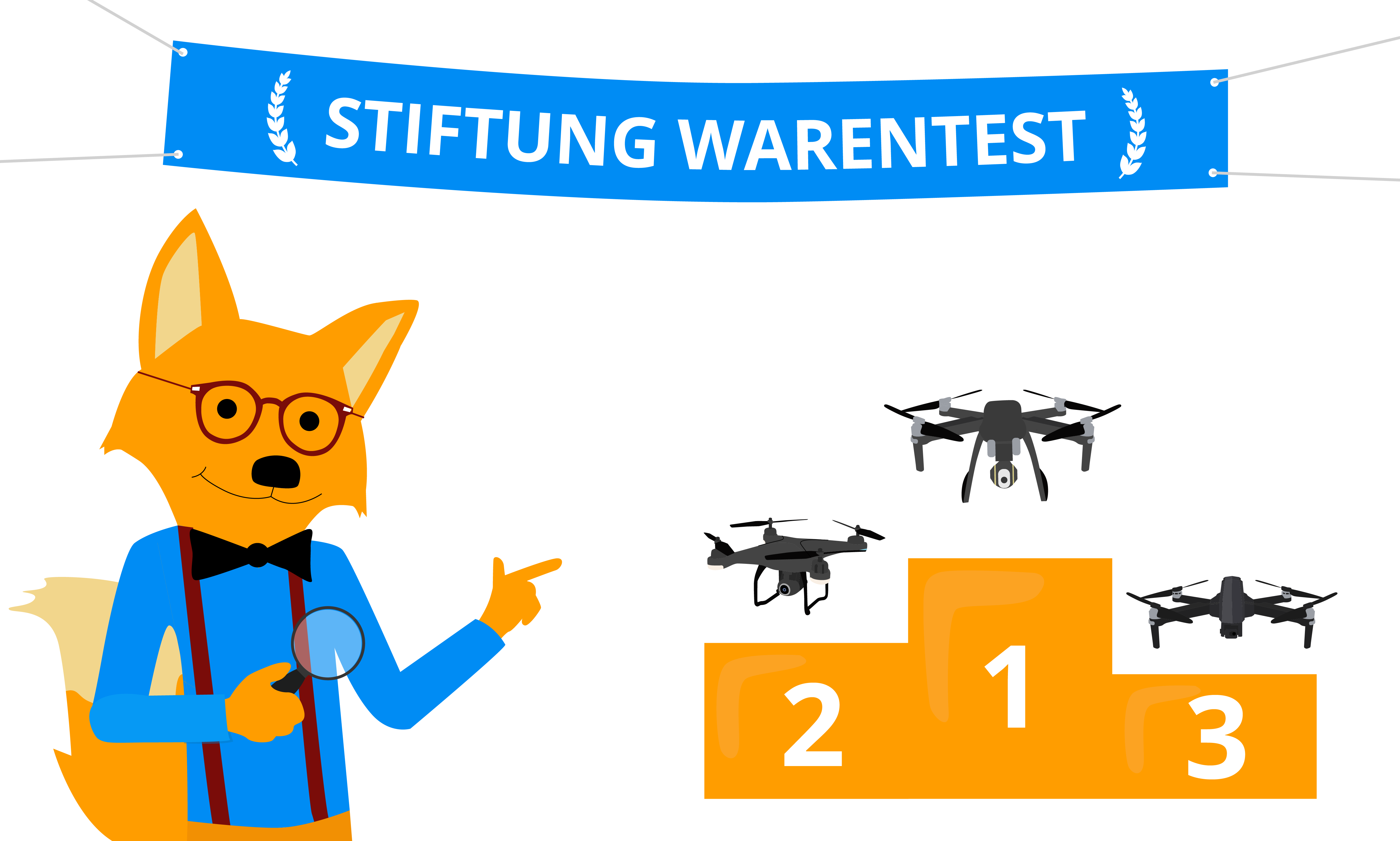 DJI Drohnen sind bei Stiftung Warentest im Test als Testsieger auf dem Sieger-Podest.